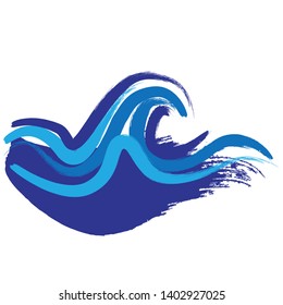 Grunge Wave Logo Element. Surfing Icon . Brush Stroke . Vector Illustration. 