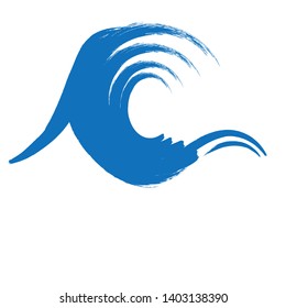 Grunge Wave Logo Element. Surfing Icon . Brush Stroke . Vector Illustration.