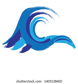 Grunge Wave Logo Element. Surfing Icon . Brush Stroke . Vector Illustration.