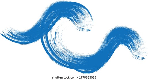 Grunge Wave Logo Element. Surfing Icon . Brush Stroke . Vector Illustration. 