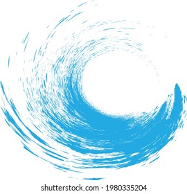Grunge Wave Logo Element. Surfing Icon . Brush Stroke . Vector Illustration. 