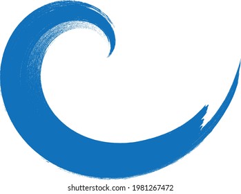 Grunge Wave Logo Element. Surfing Icon . Brush Stroke . Vector Illustration. 