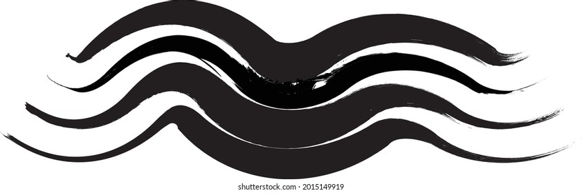 Grunge Wave Logo Element. Surfing Icon . Brush Stroke . Vector Illustration. 