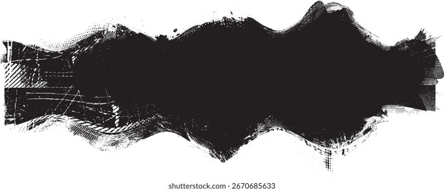 Elemento del logotipo de la onda del grunge. Icono de surf. Trazo de pincel. Ilustración vectorial.