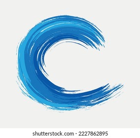 Grunge Wave Logo.Abstract Surfing Icon.Brush Stroke Wave.