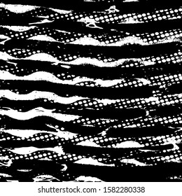 Grunge Wave Stripe overlay Background - simple texture for your design. Distress black and white cover artistic template. EPS10 vector.