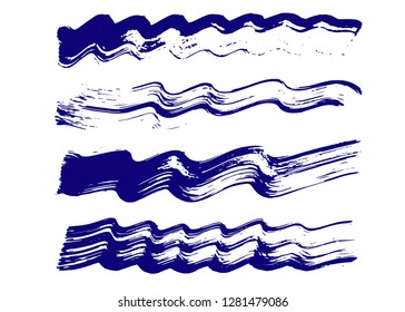 Grunge waves dry strokes. Isolated, vector, hand drawn brush paint