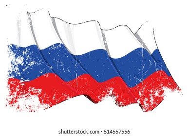 Grunge waving flag with clipping path. All elements neatly organized. Texture, Lines, Shading & Flag Colors on separate layers for easy editing.