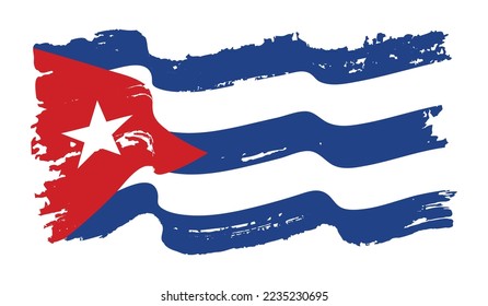 Grunge wavy Cuba flag. Vector.