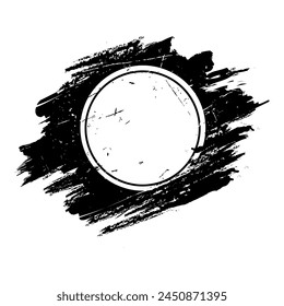 Grunge weathered circular emblem. charcoal grunge texture, brushes. Hand-drawn vector illustration