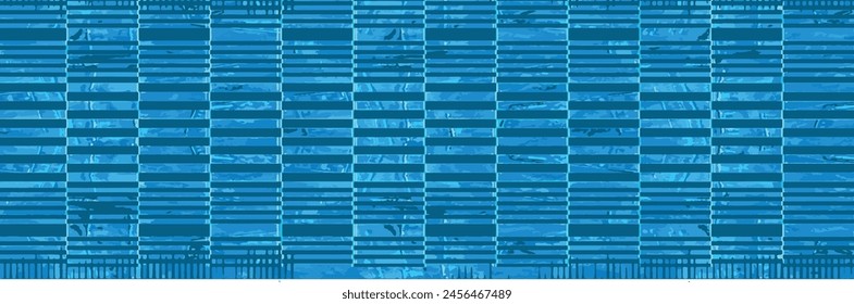 Grunge weave seamless pattern. aqua blue ocean turquoise vector wicker texture. Geometric simple print.Abstract geometric ornament. Interlacing bands, bold lines. Distressed texture of weaving fabric.