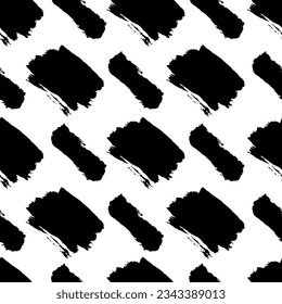 Grunge weave seamless pattern. Black and white vector wicker texture. Geometric simple print. Abstract geometric ornament. Interlacing bands, bold lines. Distressed texture of weaving fabric.