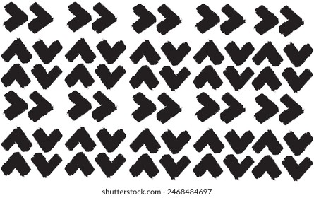 Grunge weben nahtlose Muster. Schwarz-Weiß-Vektorgrafik-Korbtextur. Geometrischer einfacher Druck. Abstraktes geometrisches Ornament. Ineinander greifende Bänder, fette Linien. Beklemmte Textur eines Webgewebes.