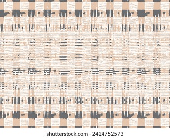 Grunge weave seamless pattern. watercolor beige white vector wicker texture. Geometric simple print. Abstract geometric ornament. Interlacing bands, bold lines. Distressed texture of weaving fabric.