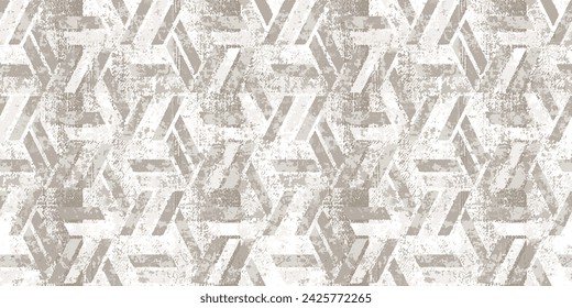 Grunge weave seamless pattern. watercolor beige white vector wicker texture. Geometric simple print. Abstract geometric ornament. Interlacing bands, bold lines. Distressed texture of weaving fabric.