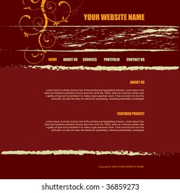 grunge website template, vector illustration