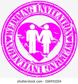 Grunge wedding invitation rubber stamp, vector illustration