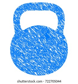 Grunge Weight Iron icon with grunge design and unclean texture. Unclean vector blue weight iron pictogram for rubber seal stamp imitations and watermarks. Draft sticker symbol.