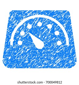 Grunge Weight Meter icon with grunge design and scratched texture. Unclean vector blue pictogram for rubber seal stamp imitations and watermarks. Draft emblem symbol.