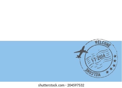 Grunge welcome rubber stamp with date on the flag of San Marino