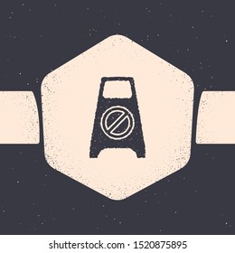 Grunge Wet floor and cleaning in progress icon isolated on grey background. Cleaning service concept. Monochrome vintage drawing. Vector Illustration