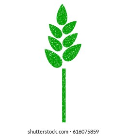 Grunge Wheat Ear rubber seal stamp watermark. Icon symbol with grunge design and dirty texture. Unclean vector green sign.