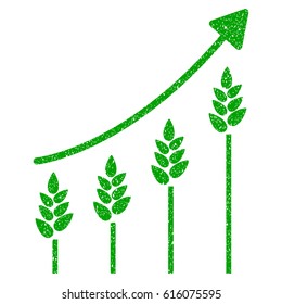 Grunge Wheat Growing Chart rubber seal stamp watermark. Icon symbol with grunge design and dirty texture. Unclean vector green emblem.