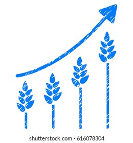 Grunge Wheat Growing Chart rubber seal stamp watermark. Icon symbol with grunge design and scratched texture. Unclean vector blue emblem.