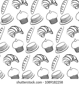 grunge wheat plant breads with waffles and muffin background