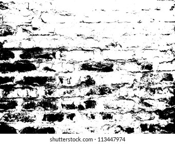 Grunge white and black brick wall background. Vector illustration.