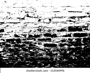 Grunge white and black brick wall background. Vector illustration.