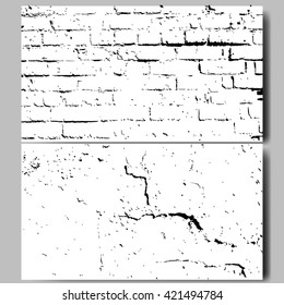 Grunge white and black brick wall background. Vector illustration.