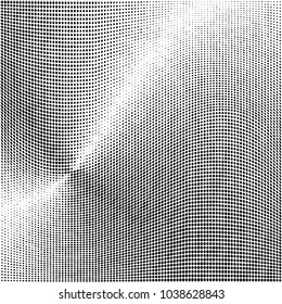 Grunge white black halftone texture background. Modern urban vector illustration. Abstract curves. Monochrome points backdrop. Grungy spotted pattern. Polka dots pattern