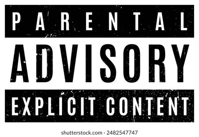 Grunge White Black Sticker Label Tag Caution Warning Advisory Parental Explicit Content Vector PNG EPS