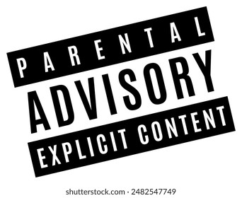 Grunge White Black Sticker Label Tag Caution Warning Advisory Parental Explicit Content Vector PNG EPS