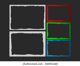 Grunge white frame texture set - Abstract design template. Isolated stock vector set - black edition
