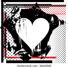 grunge white heart with splash