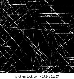 Grunge white lines and dots on a black background - Vector illustration