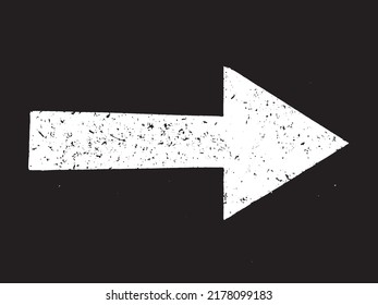 Grunge white sign of arrow on black asphalt background