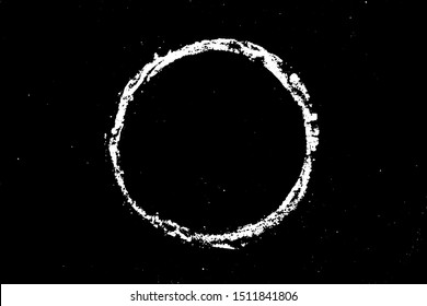 Grunge white texture in round shape on black background (Vector). Use for decoration, aging or old layer