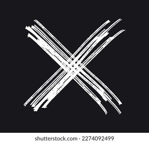 Grunge white x sign.Brush stoke x mark.