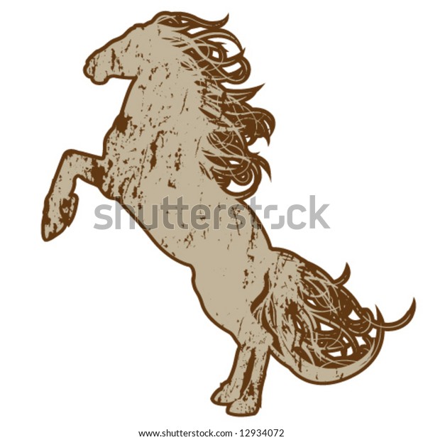 Grunge Wild Horse Logo Stock Vector (Royalty Free) 12934072
