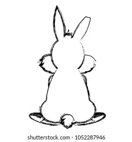 grunge wild rabbit animal back with nice tail
