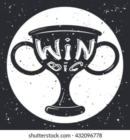 Grunge Win Cup Symbol Icon Concept Stylish Background Cartoon Design Vector Illustration