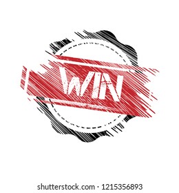 Grunge win emblem, label, badge, logo. grunge stamp