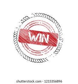 Grunge win emblem, label, badge, logo. grunge stamp