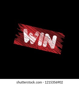 Grunge win emblem, label, badge, logo. grunge stamp