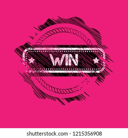 Grunge win emblem, label, badge, logo. grunge stamp