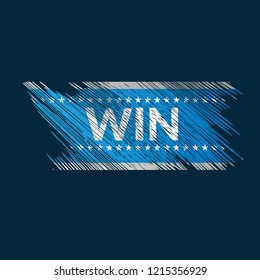 Grunge win emblem, label, badge, logo. grunge stamp