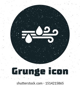 Grunge Wind and rain icon isolated on white background. Windy weather.  Vector Illustration